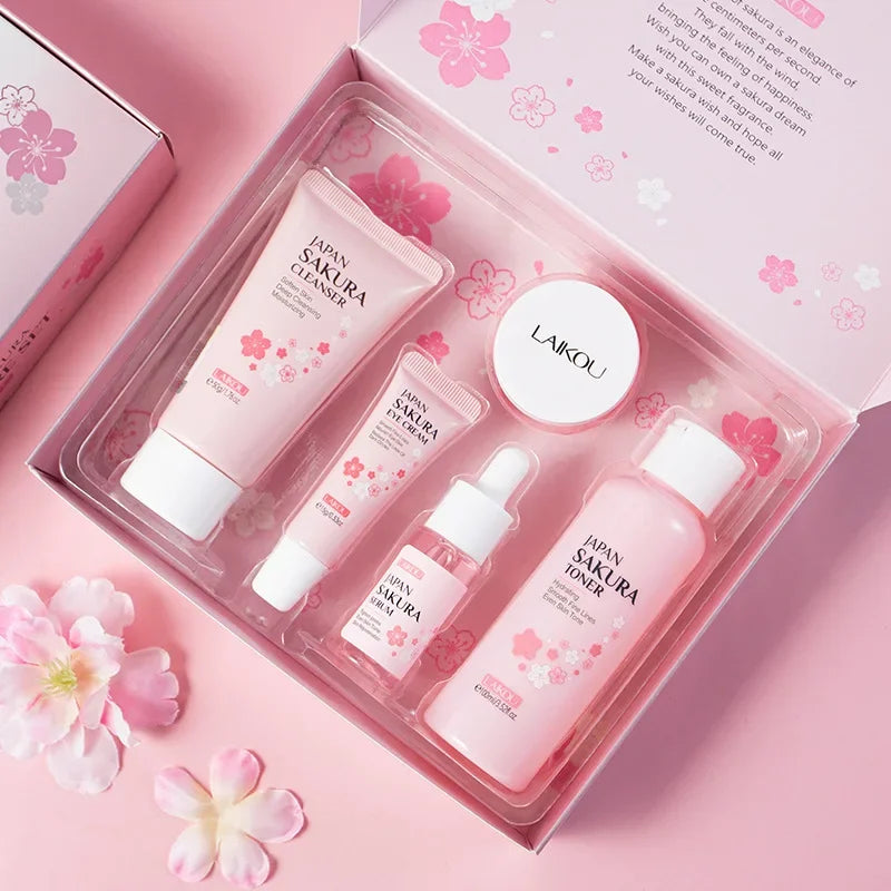 LAIKOU Sakura 5-Piece Korean Skincare Gift Set — Moisturising & Pore-Refining