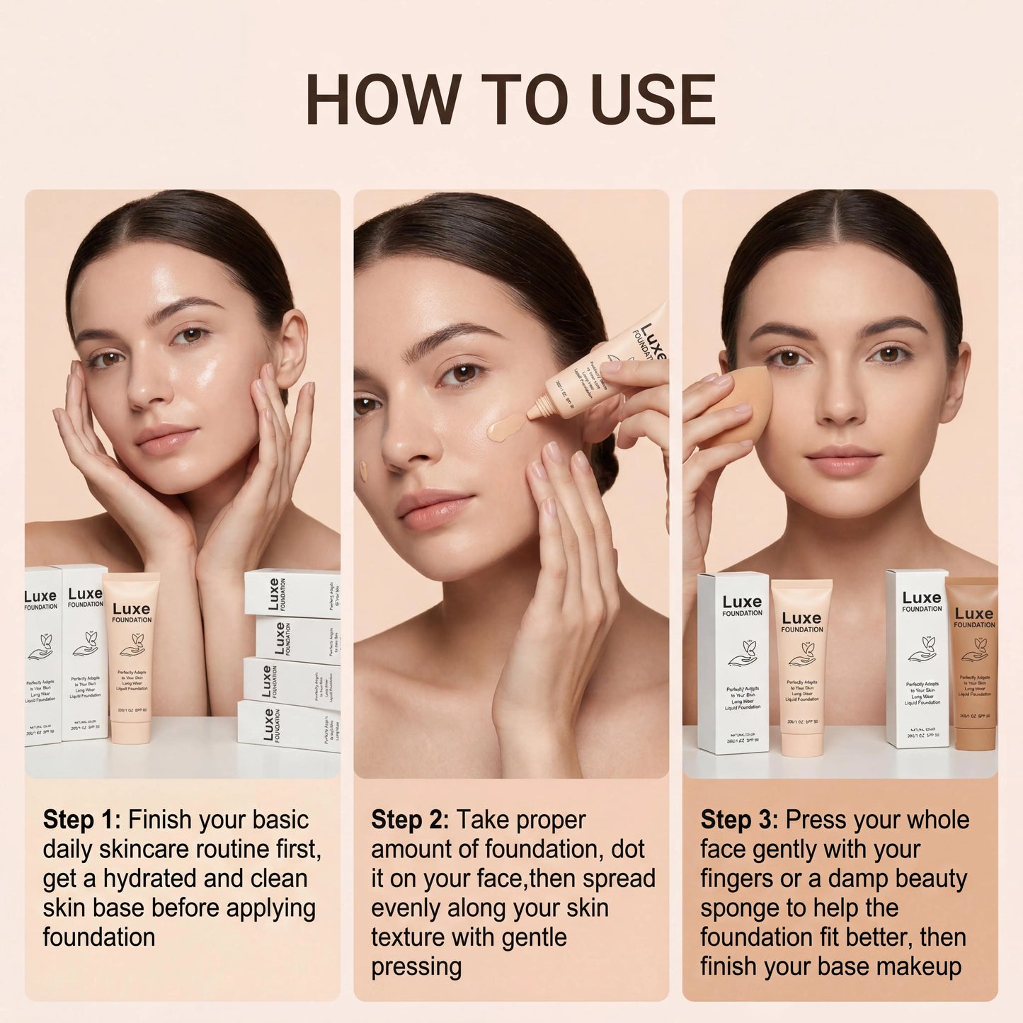 SPF50 Colour-Adapting Foundation — Natural Finish Makeup Base