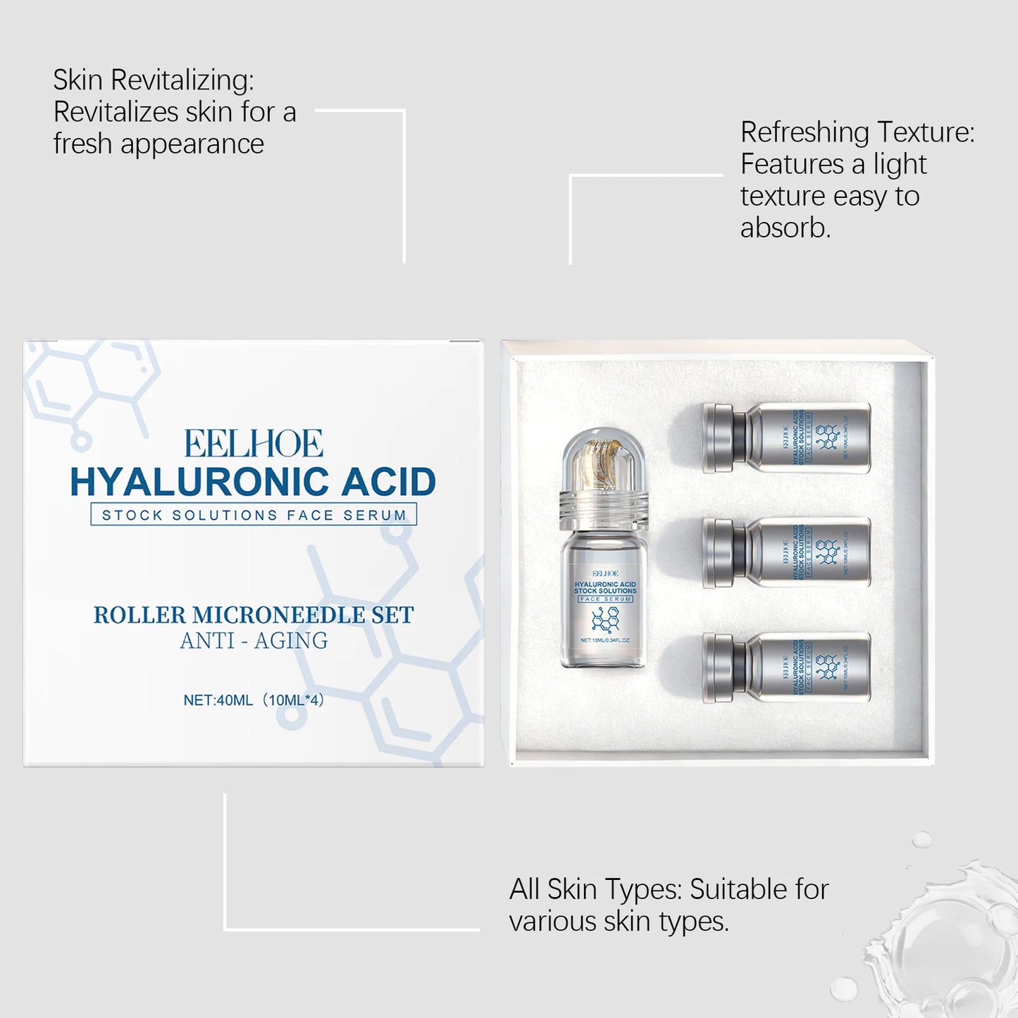 Niacinamide Microneedle Facial Serum Kit — 0.25mm Derma Roller + Day Cream 30ml